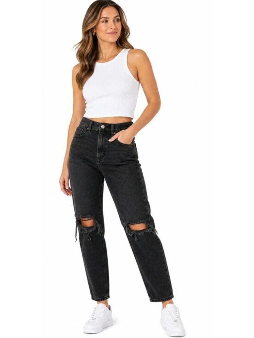 American Eagle Mom Straight Jean In Black - Women's 10